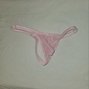 Sheer Pink Muscleskins Men's Thong Swimsuit -Large